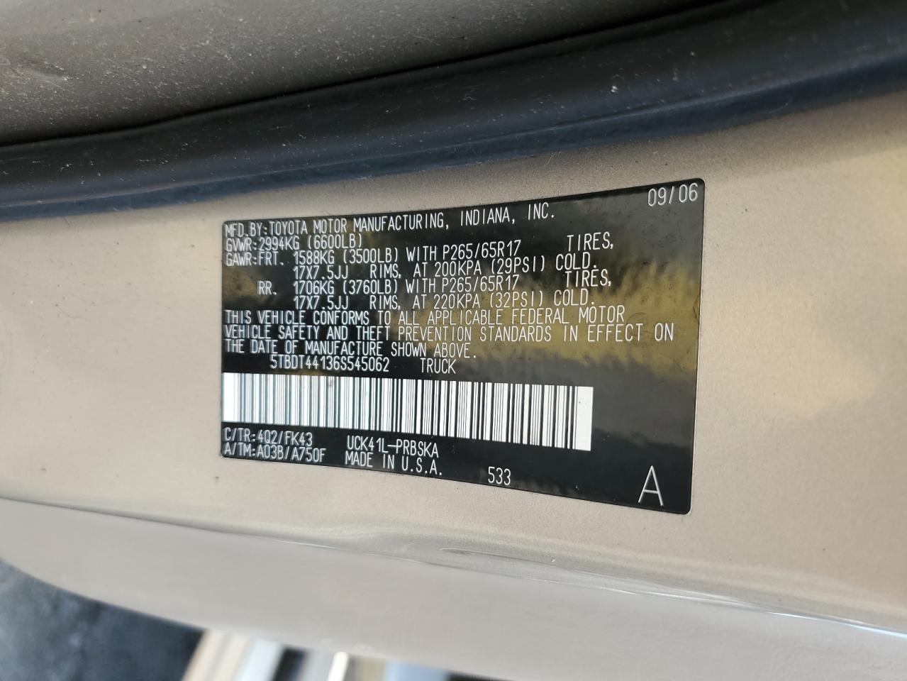 5TBDT44136S545062 2006 Toyota Tundra Double Cab Sr5