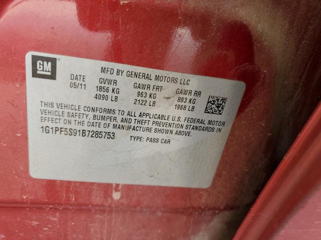 2011 Chevrolet Cruze Lt VIN: 1G1PF5S91B7285753 Lot: 62864464