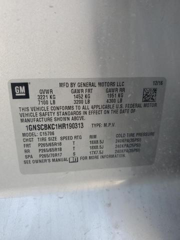 2017 Chevrolet Tahoe C1500 Lt VIN: 1GNSCBKC1HR190313 Lot: 61944614