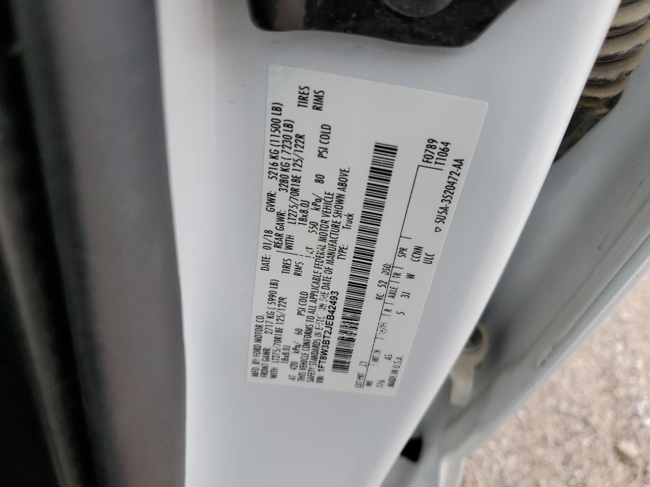 1FT8W3BT2JEB42493 2018 Ford F350 Super Duty