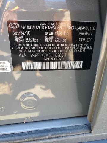 2020 Hyundai Sonata Sel VIN: 5NPEL4JA5LH028511 Lot: 62127274