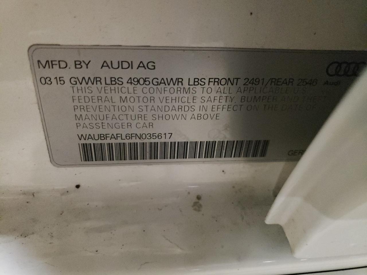 WAUBFAFL6FN035617 2015 Audi A4 Premium