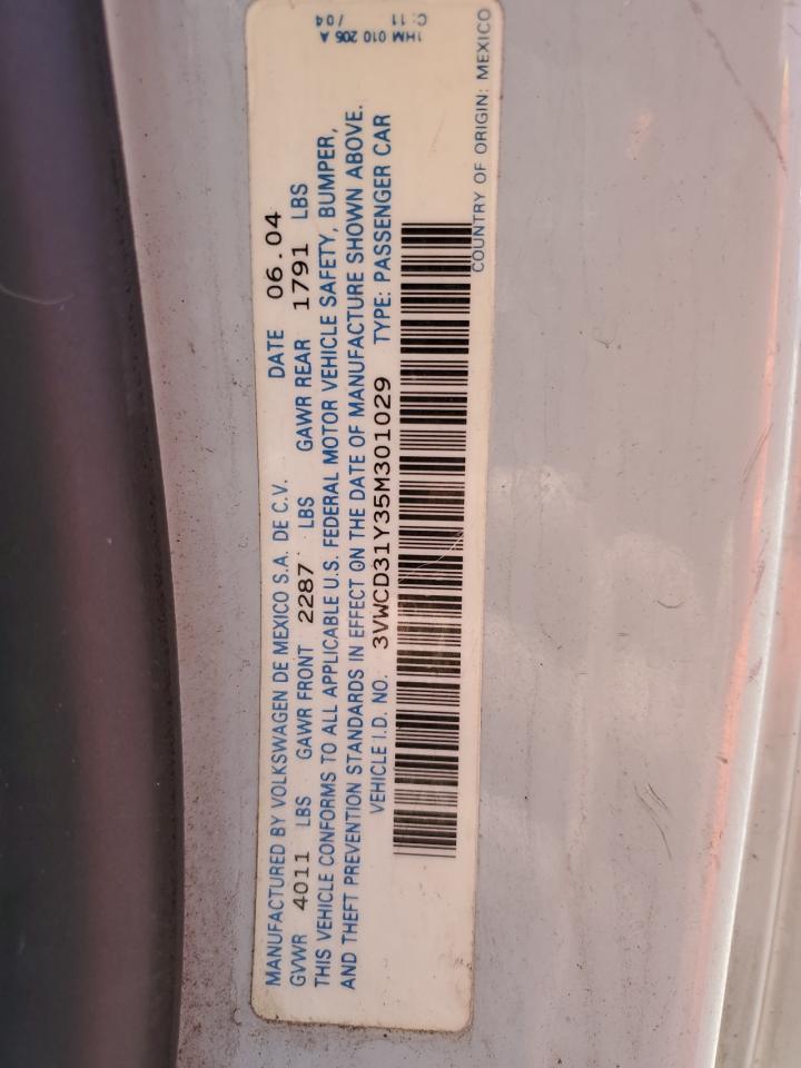 3VWCD31Y35M301029 2005 Volkswagen New Beetle Gls