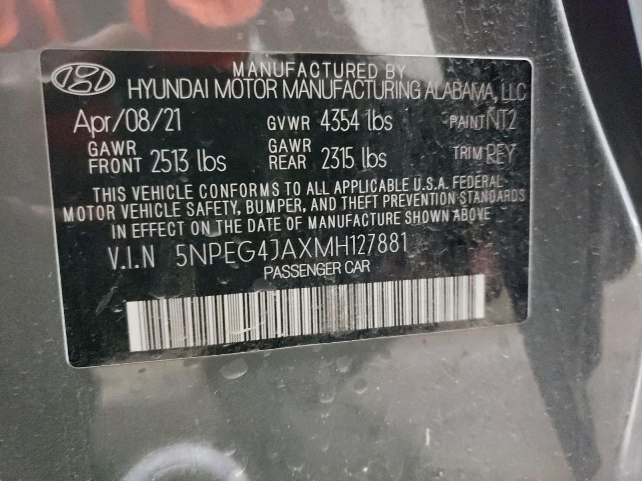 5NPEG4JAXMH127881 2021 Hyundai Sonata Se