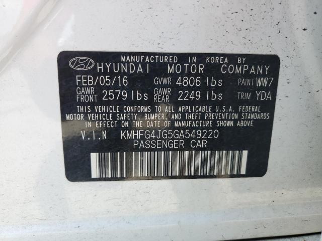 2016 HYUNDAI AZERA KMHFG4JG5GA549220