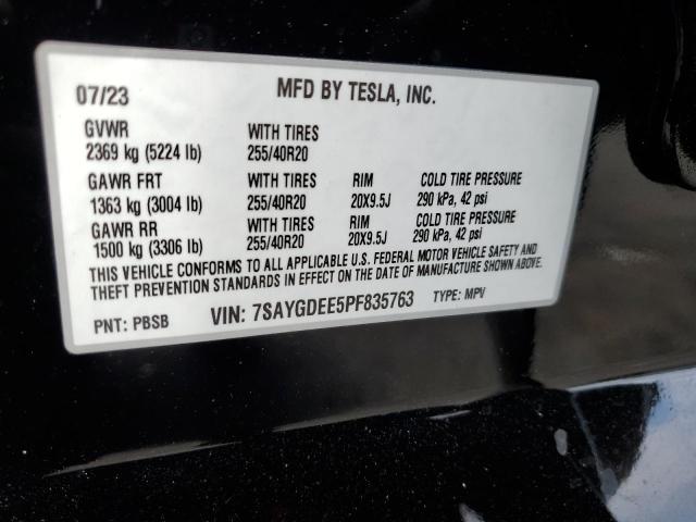 VIN 7SAYGDEE5PF835763 2023 Tesla Y no.13