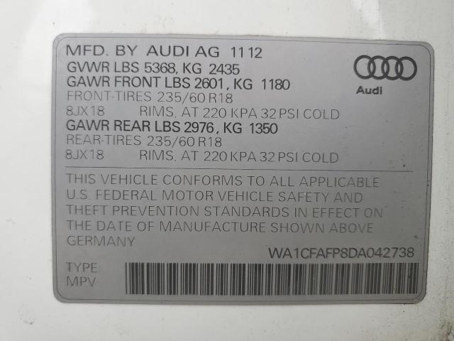 VIN WA1CFAFP8DA042738 2013 Audi Q5, Premium no.13