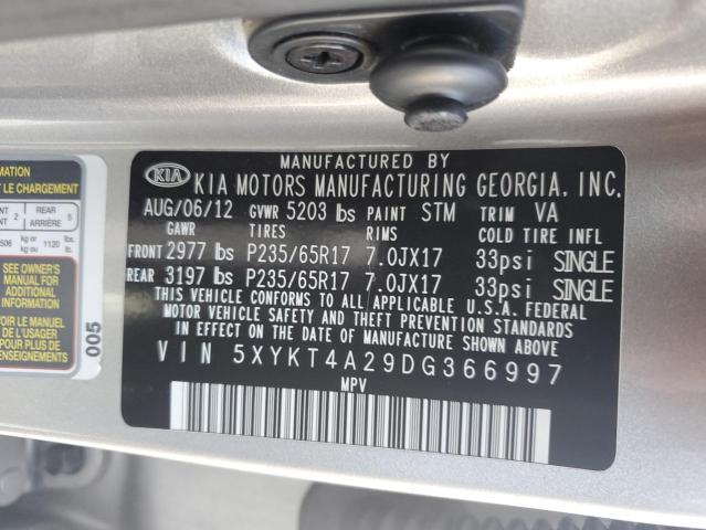 2013 Kia Sorento Lx VIN: 5XYKT4A29DG366997 Lot: 61351004