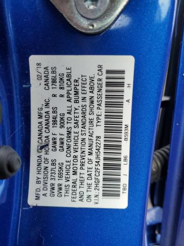 2018 HONDA CIVIC LX - 2HGFC2F54JH542278