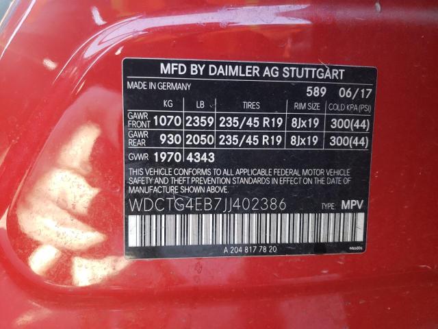 VIN WDCTG4EB7JJ402386 2018 Mercedes-Benz GLA-Class,... no.13