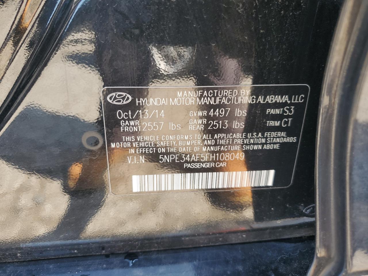 5NPE34AF5FH108049 2015 Hyundai Sonata Sport