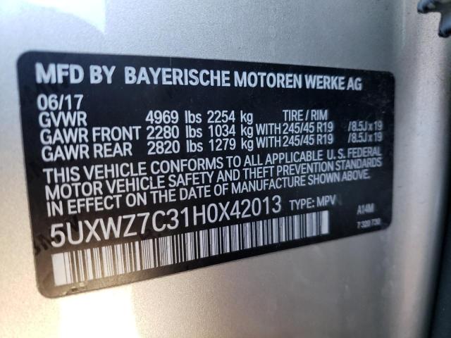 VIN 5UXWZ7C31H0X42013 2017 BMW X3, Sdrive28I no.14