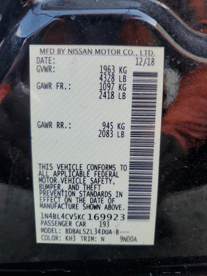 1N4BL4CV5KC169923 NISSAN ALTIMA 2019