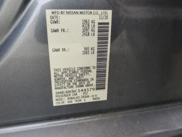 2019 NISSAN ALTIMA SV - 1N4BL4DV3KC144579