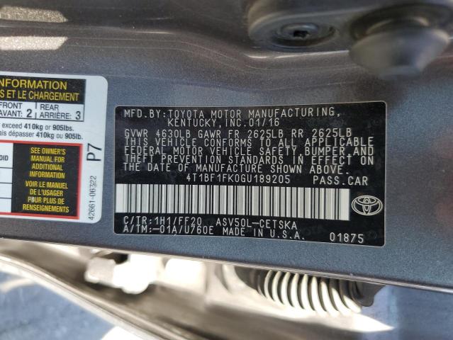 VIN 4T1BF1FK0GU189205 2016 Toyota Camry, LE no.12