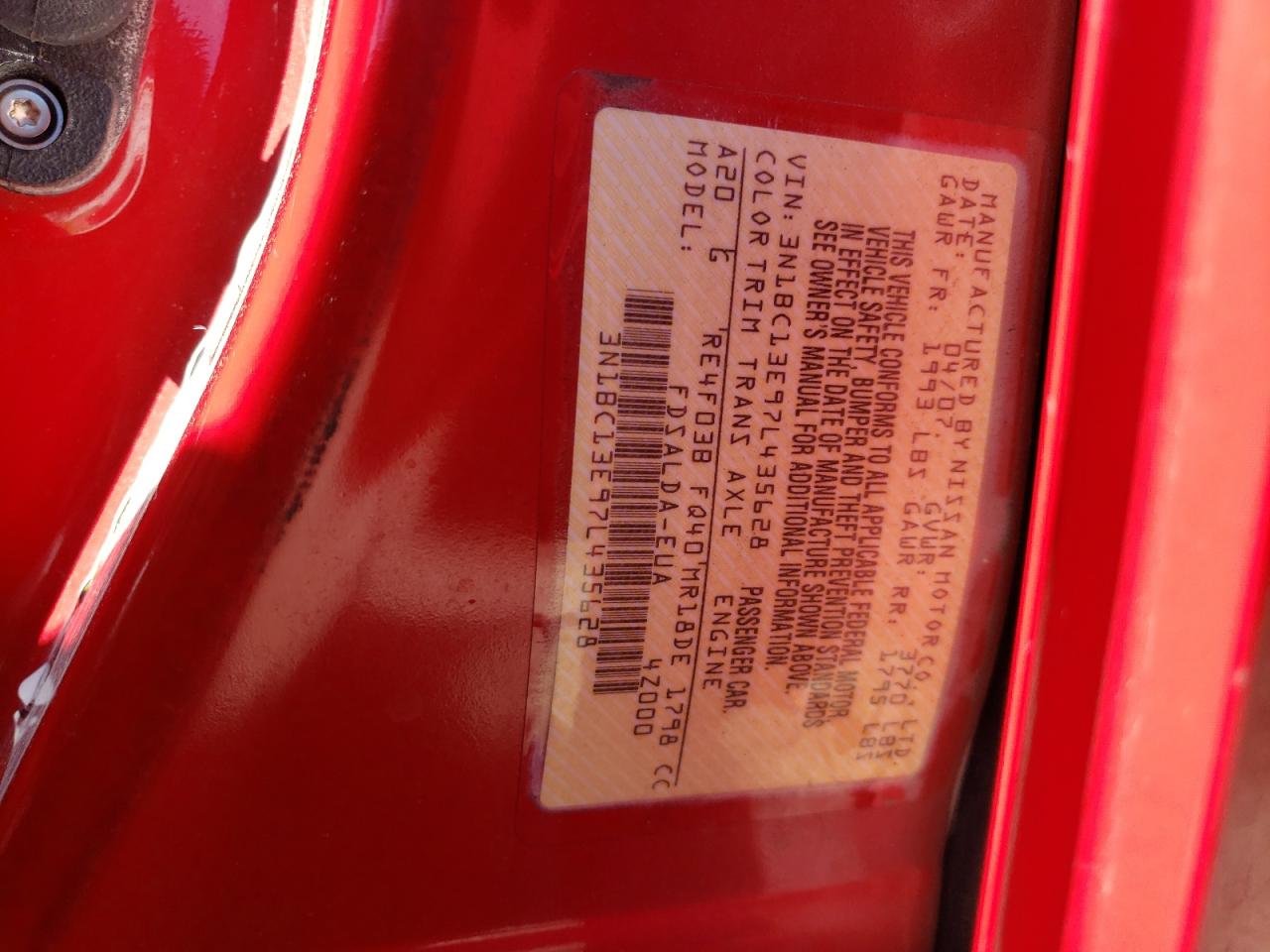 3N1BC13E97L435628 2007 Nissan Versa S