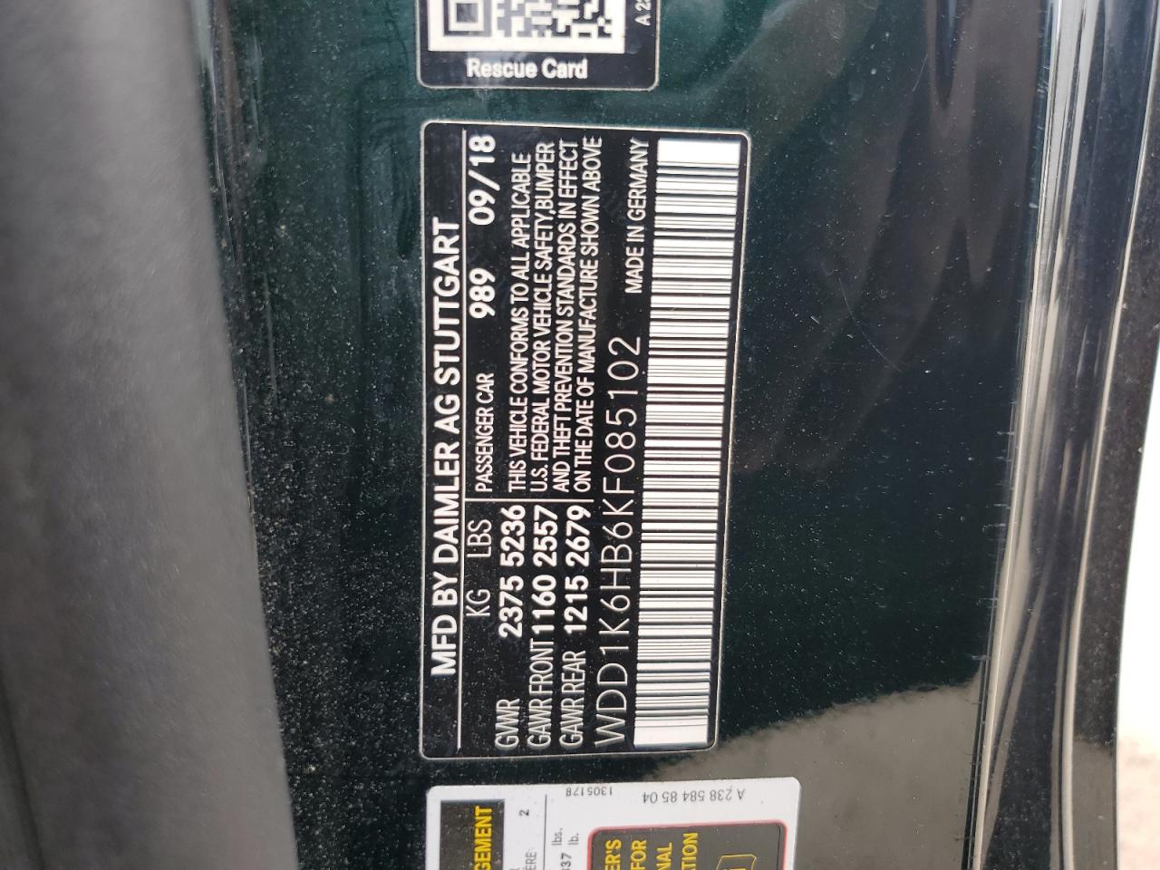 WDD1K6HB6KF085102 2019 Mercedes-Benz E 450