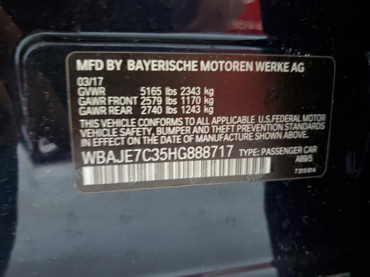 WBAJE7C35HG888717 2017 BMW 540 Xi