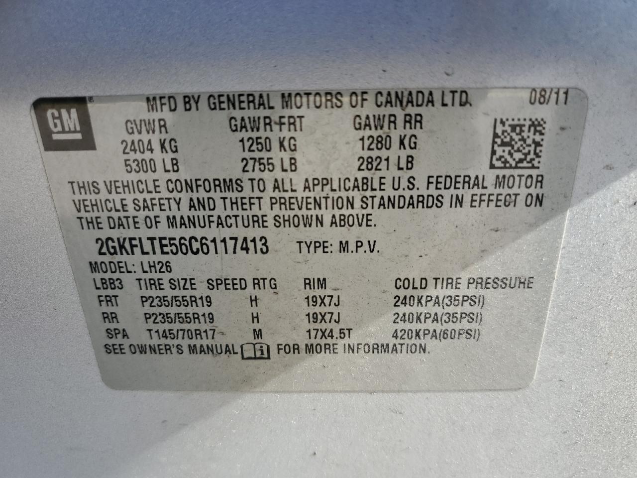 2GKFLTE56C6117413 2012 GMC Terrain Sle