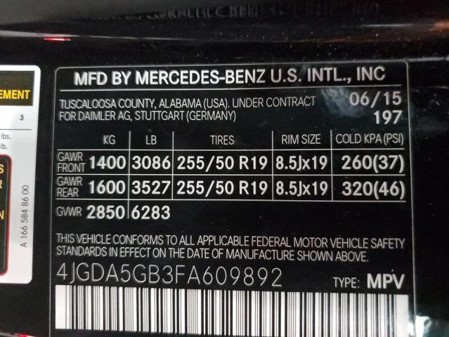 VIN 4JGDA5GB3FA609892 2015 Mercedes-Benz ML-Class, ... no.13