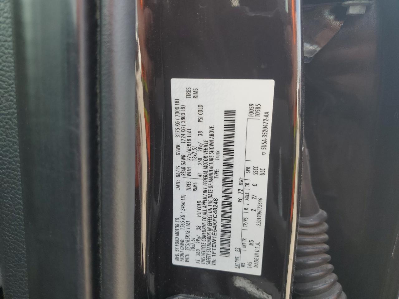 1FTEW1E54KFC48248 FORD F-150 2019