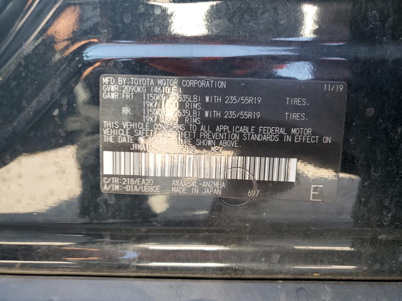 JTMA1RFV5LD525898 2020 Toyota Rav4 Xle Premium