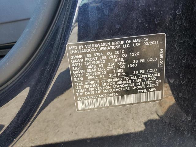 2021 Volkswagen Atlas Se VIN: 1V2WR2CA1MC573654 Lot: 62609424