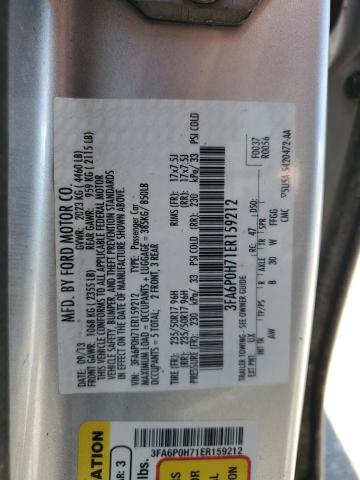 2014 Ford Fusion Se VIN: 3FA6P0H71ER159212 Lot: 60487024