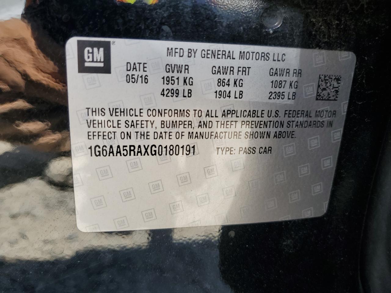 1G6AA5RAXG0180191 2016 Cadillac Ats