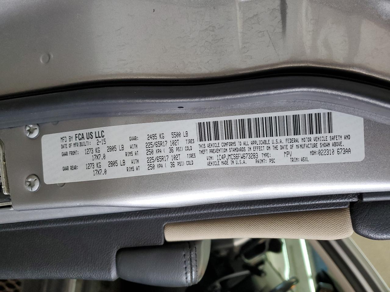 1C4PJMCS6FW673283 2015 Jeep Cherokee Latitude