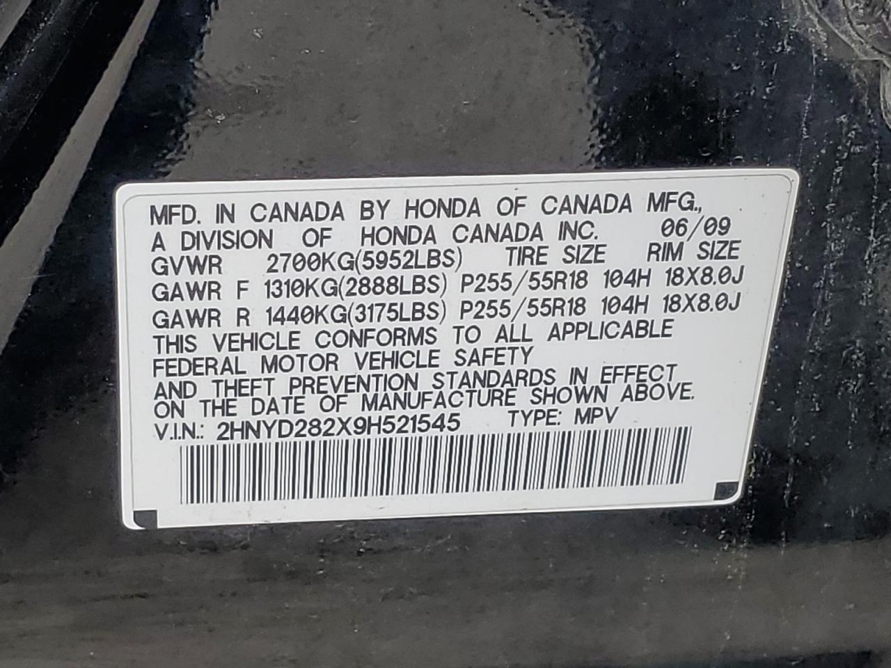 2HNYD282X9H521545 2009 Acura Mdx