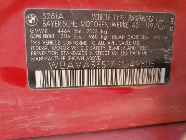 2007 BMW 328 I VIN: WBAVA33517PG49805 Lot: 62501114