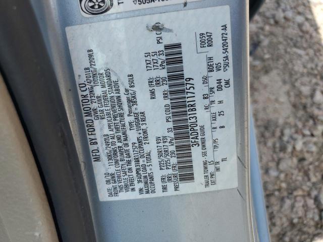 2011 Ford Fusion Hybrid VIN: 3FADP0L31BR117579 Lot: 61995234