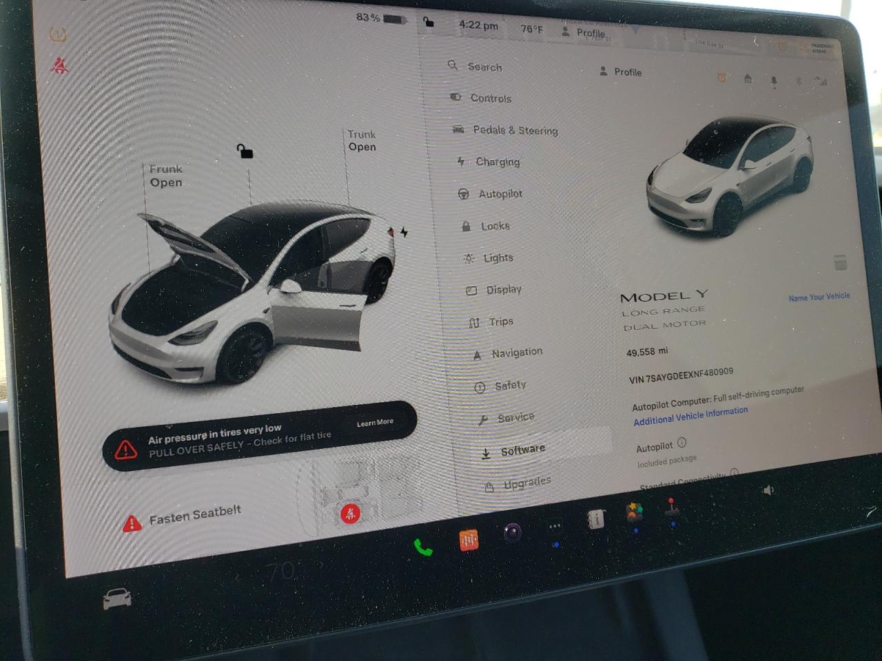 2022 Tesla Model Y vin: 7SAYGDEEXNF480909