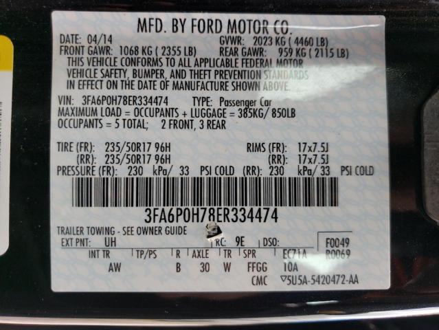 2014 Ford Fusion Se VIN: 3FA6P0H78ER334474 Lot: 60979344