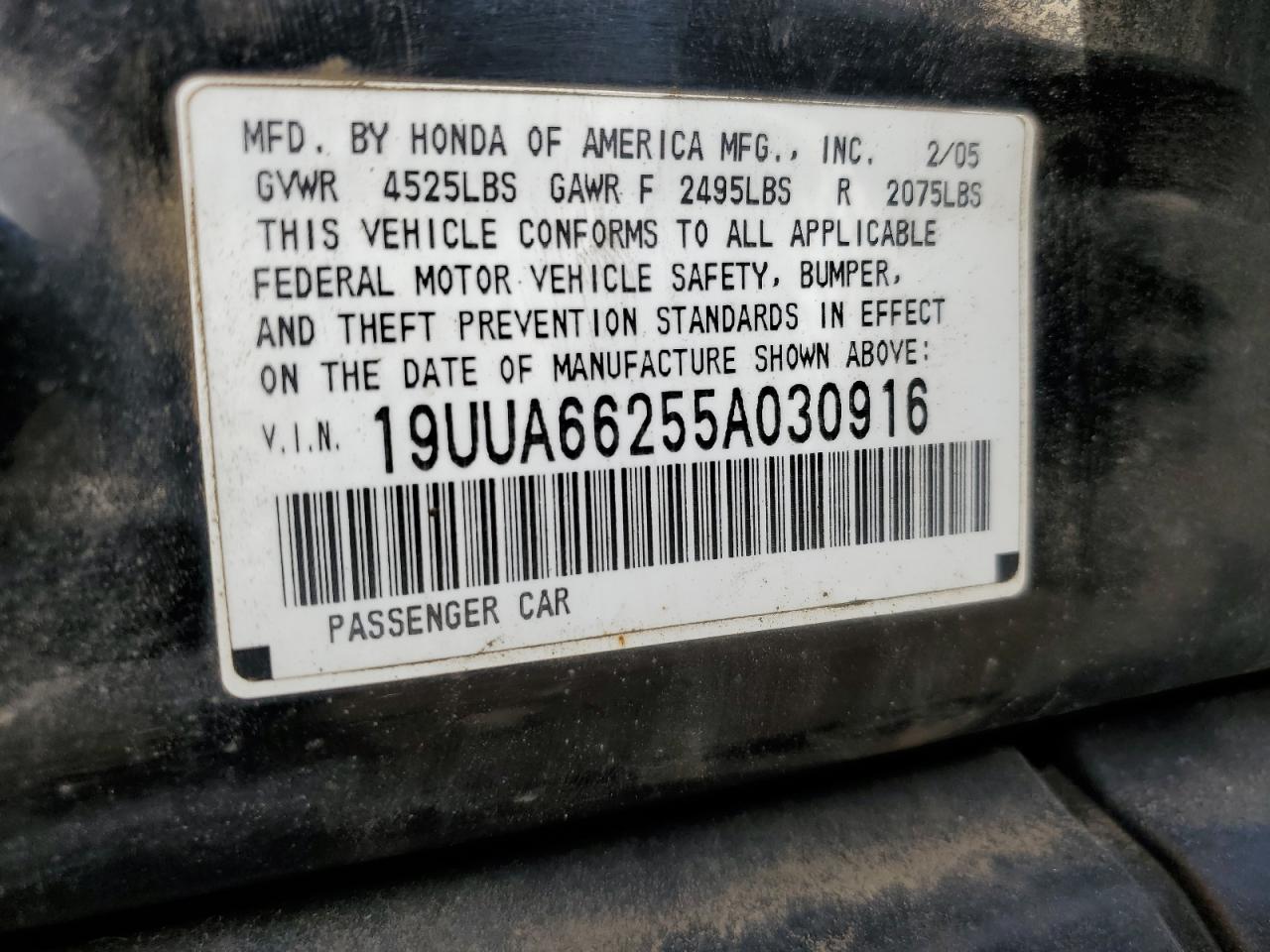 19UUA66255A030916 2005 Acura Tl