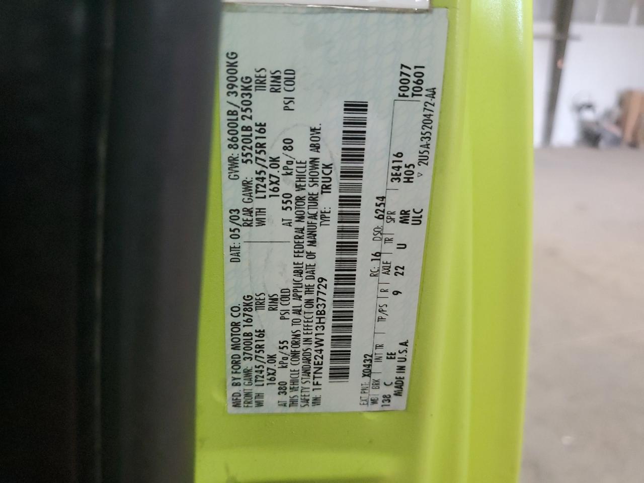 1FTNE24W13HB37729 2003 Ford Econoline E250 Van