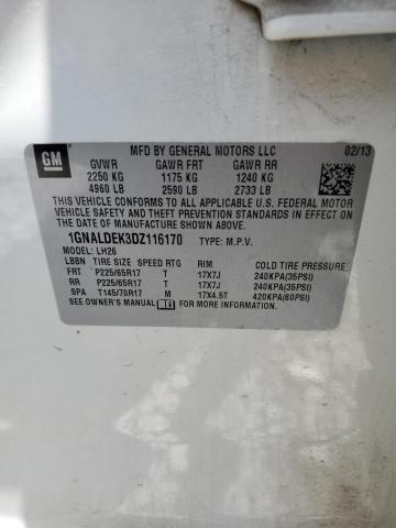 2013 Chevrolet Equinox Lt VIN: 1GNALDEK3DZ116170 Lot: 62513774