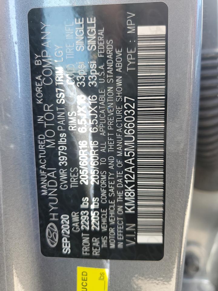 2021 Hyundai Kona Se vin: KM8K12AA5MU660327