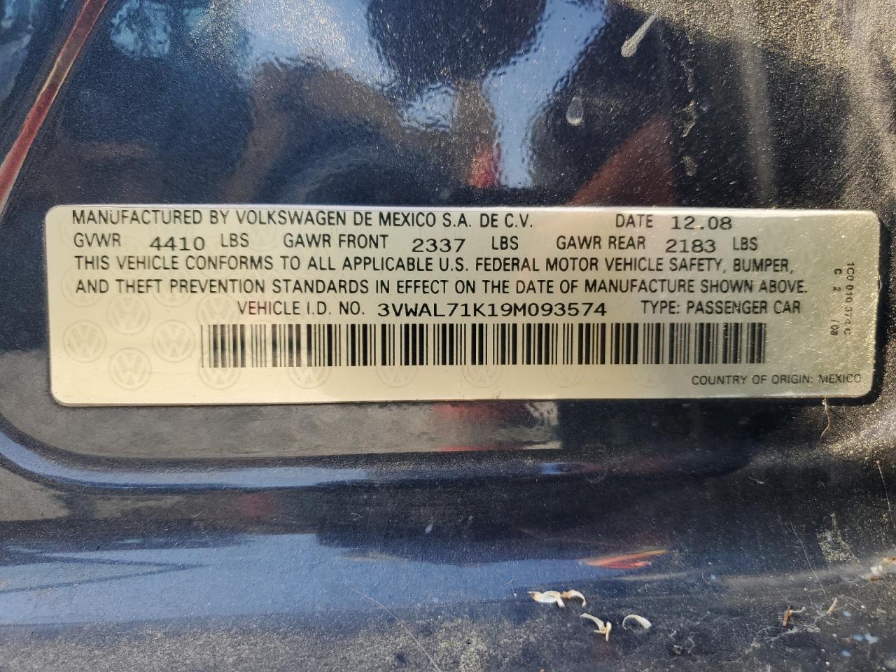 3VWAL71K19M093574 2009 Volkswagen Jetta Tdi