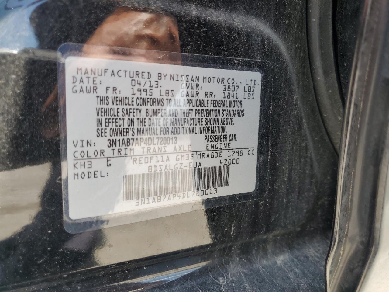 3N1AB7AP4DL720013 2013 Nissan Sentra S