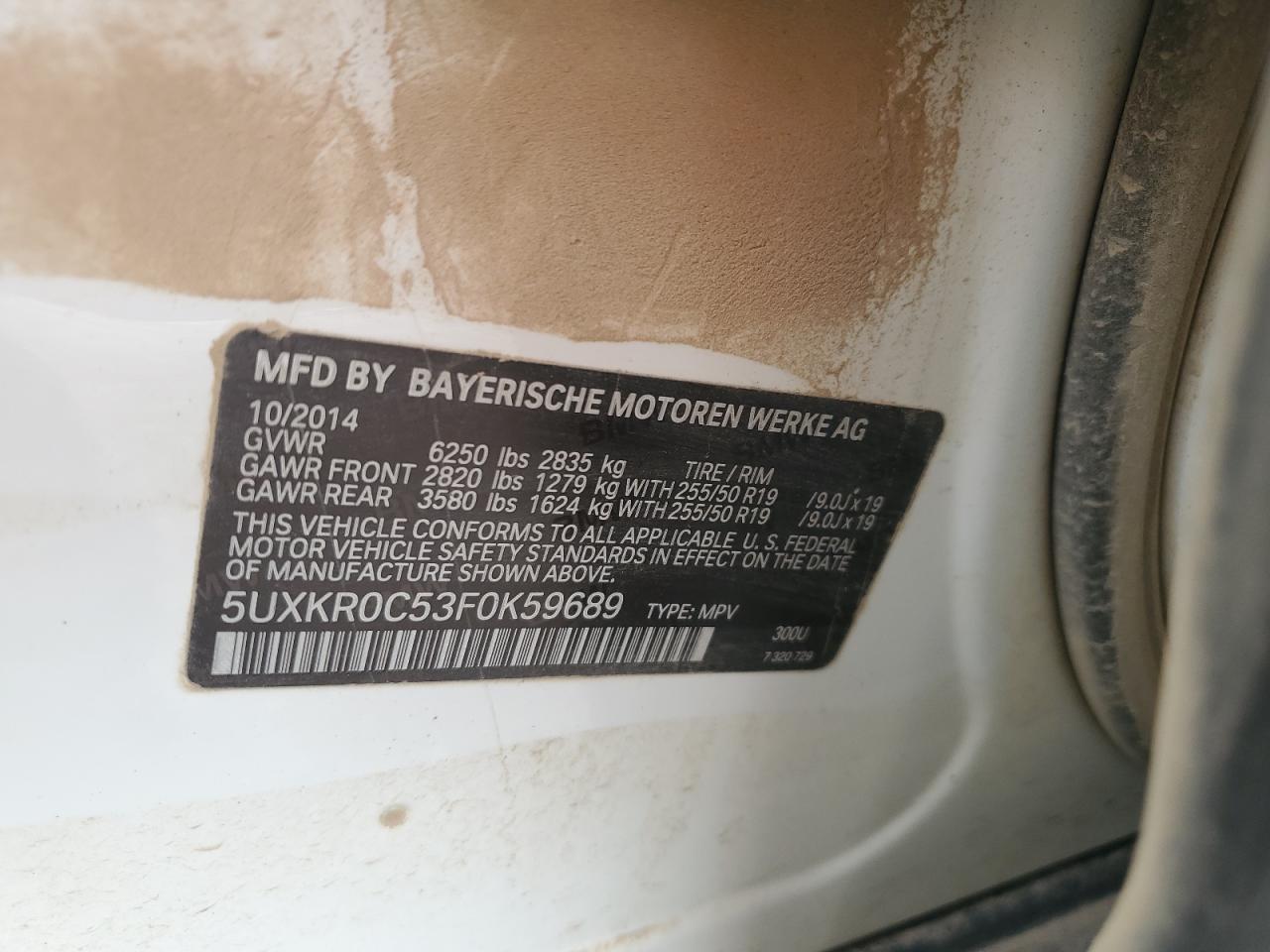 5UXKR0C53F0K59689 2015 BMW X5 xDrive35I