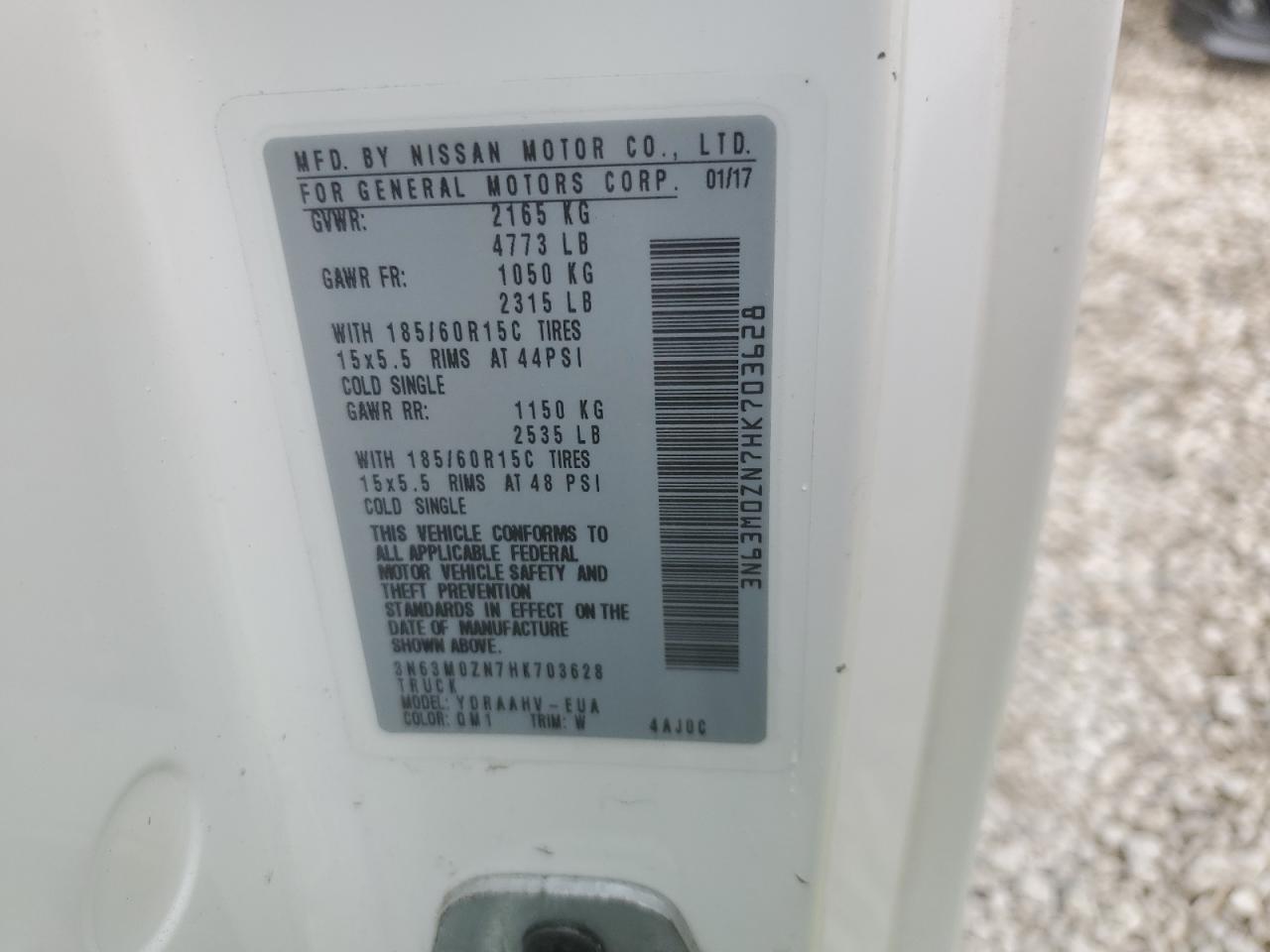 3N63M0ZN7HK703628 2017 Chevrolet City Express Lt