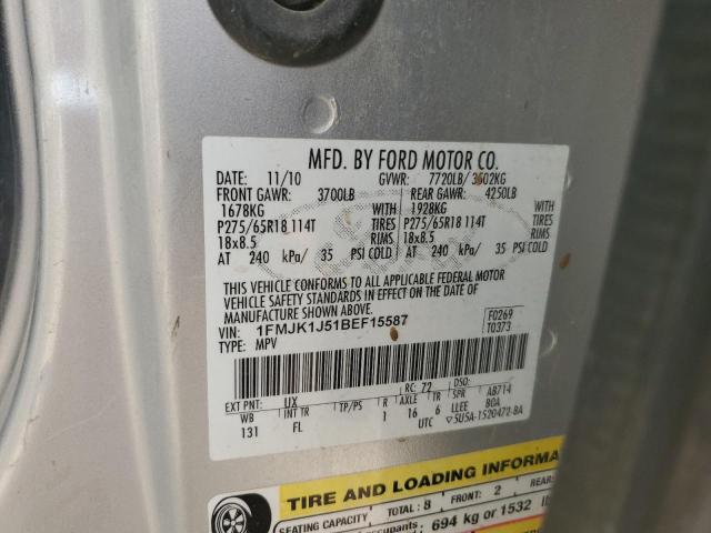 2011 Ford Expedition El Xlt VIN: 1FMJK1J51BEF15587 Lot: 61575284