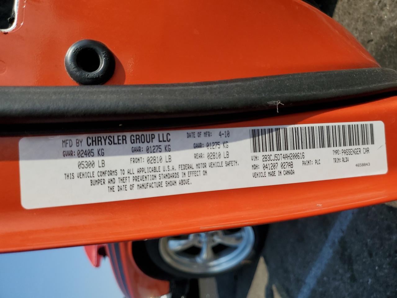 2B3CJ5DT4AH200616 2010 Dodge Challenger R/T