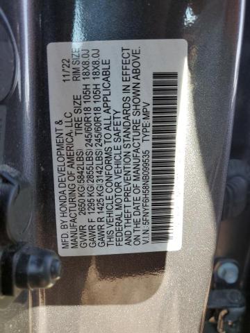 VIN 5FNYF6H58NB099535 2022 Honda Pilot, Exl no.13