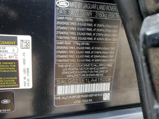 2020 LAND ROVER RANGE ROVE - SALGS2SE1LA415008
