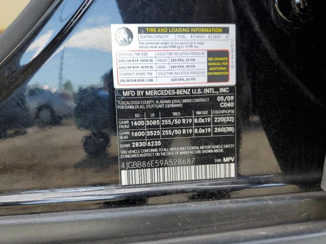 2009 Mercedes-Benz Ml 350 VIN: 4JGBB86E59A528687 Lot: 60431054