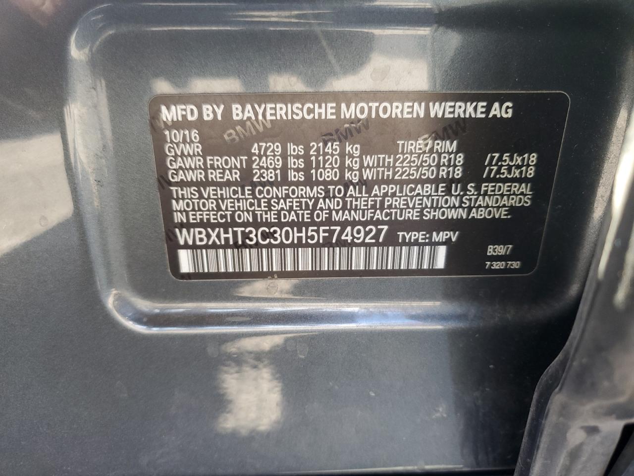 WBXHT3C30H5F74927 2017 BMW X1 xDrive28I