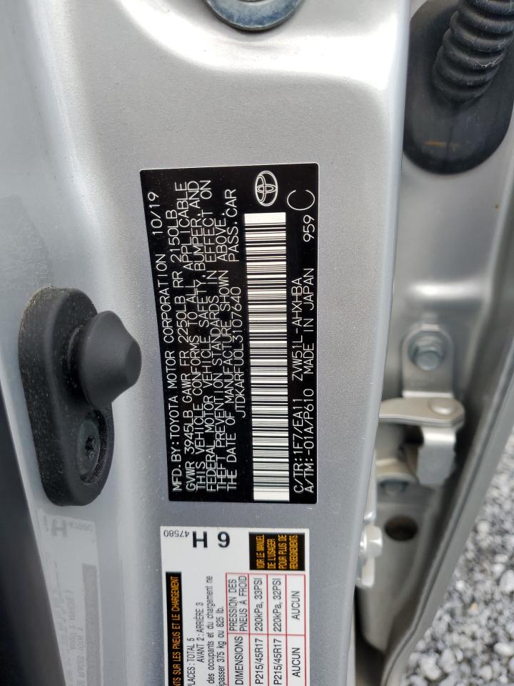 JTDKARFU0L3107640 2020 Toyota Prius L